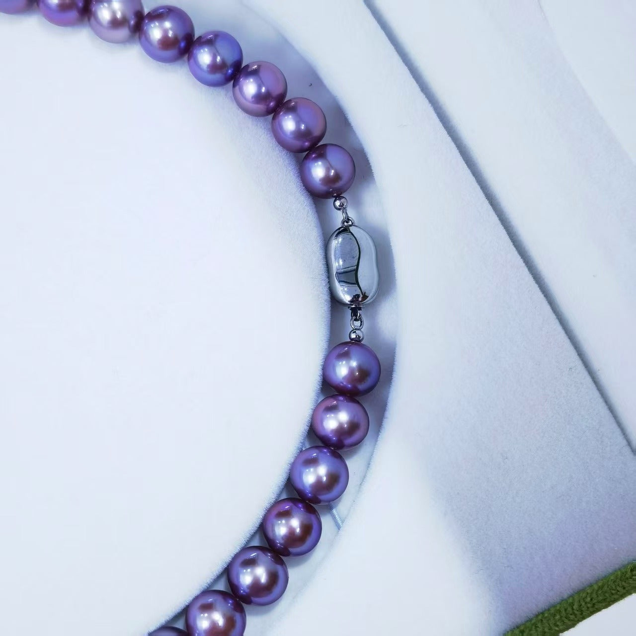 S925 sterling silver clasp on natural deep purple Edison freshwater pearl necklace