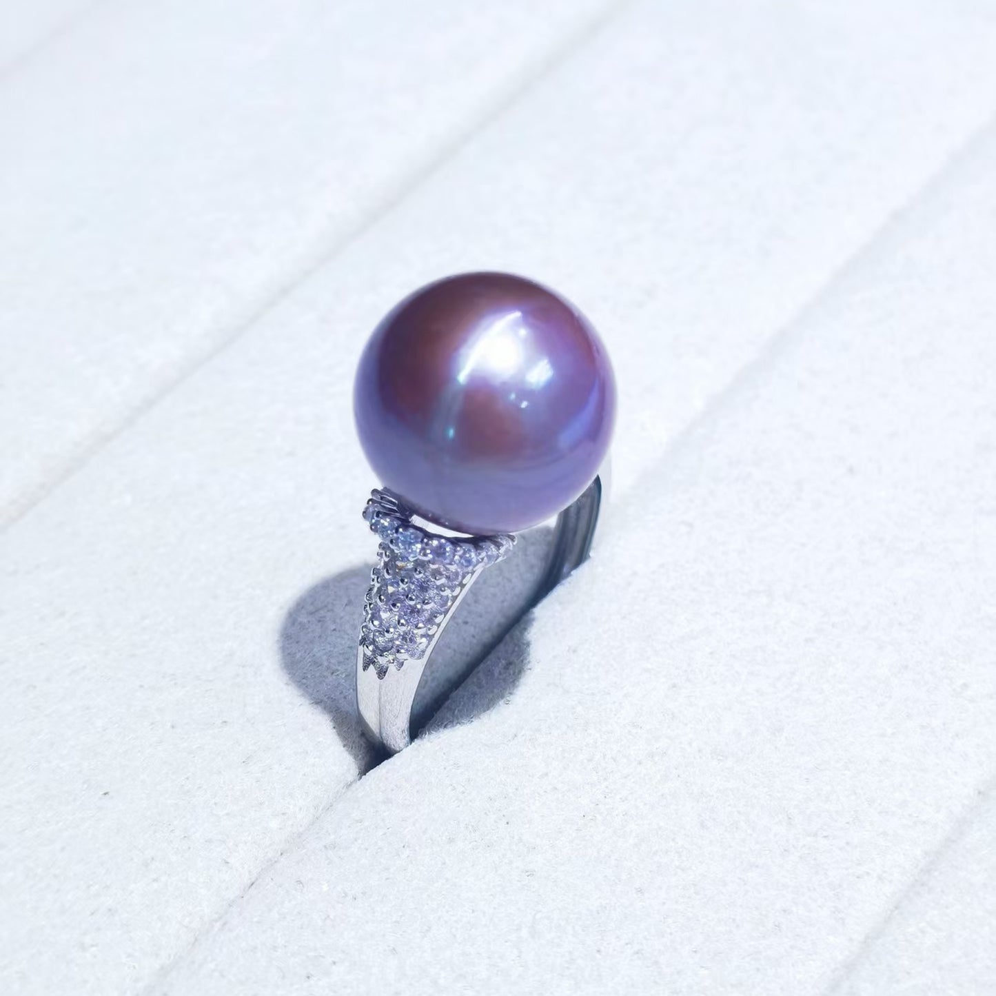12–13mm deep purple Edison freshwater pearl ring in S925 sterling silver, exact piece reserved