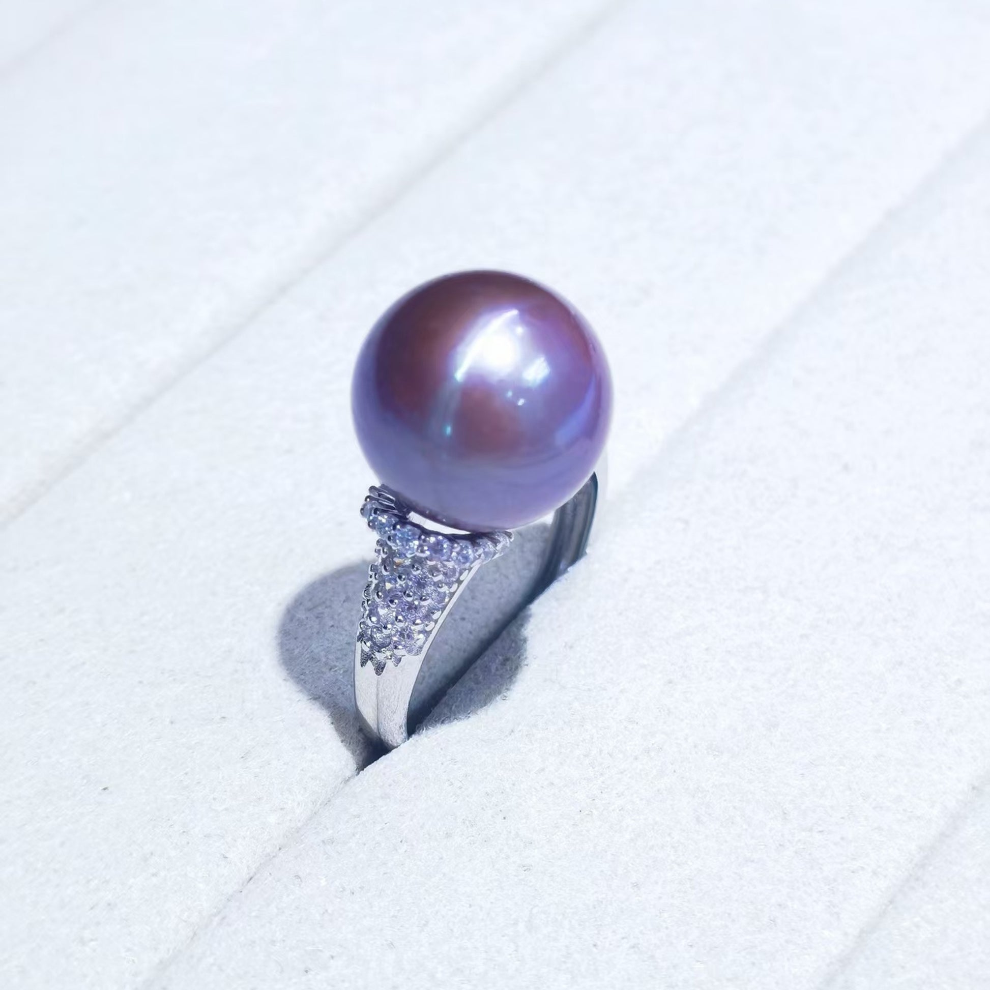 12–13mm deep purple Edison freshwater pearl ring in S925 sterling silver, exact piece reserved