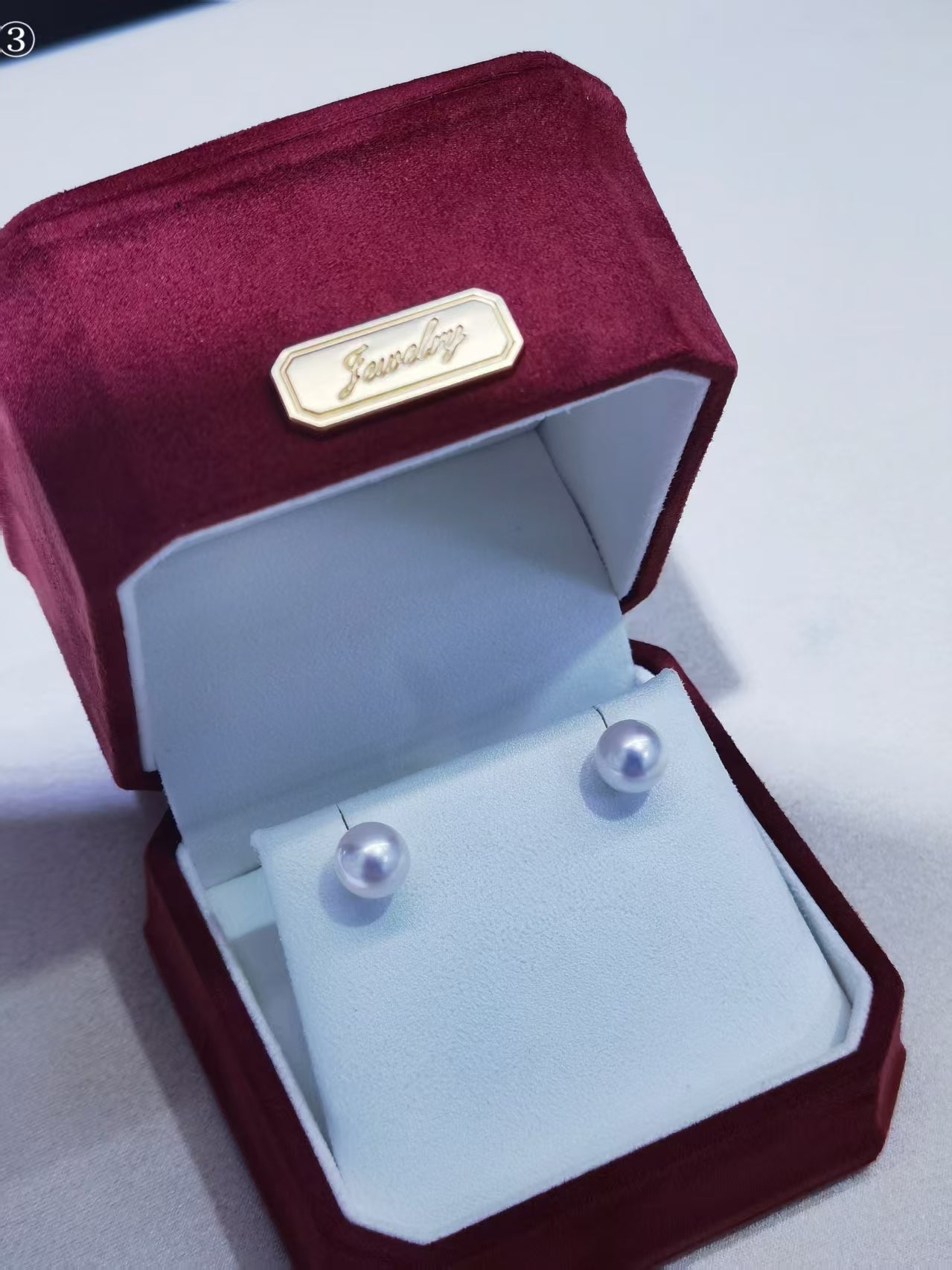 Exact pair reserved white Akoya pearl stud earrings with bright luster