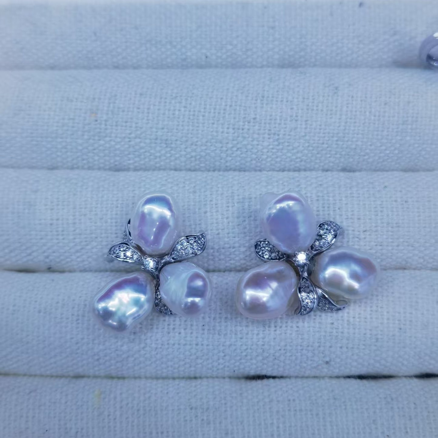 6–7mm baroque freshwater pearl floral earrings in S925 sterling silver, exact pair reserved