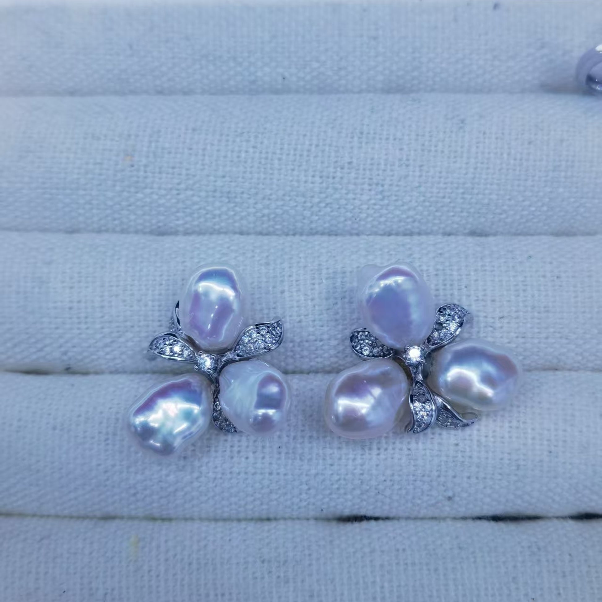 6–7mm baroque freshwater pearl floral earrings in S925 sterling silver, exact pair reserved