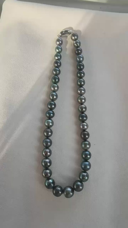 Video of exact photographed graduated 9–13mm Tahitian pearl necklace