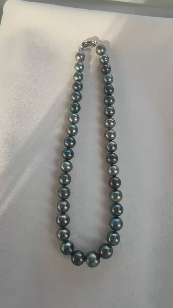 Video of exact photographed graduated 9–13mm Tahitian pearl necklace