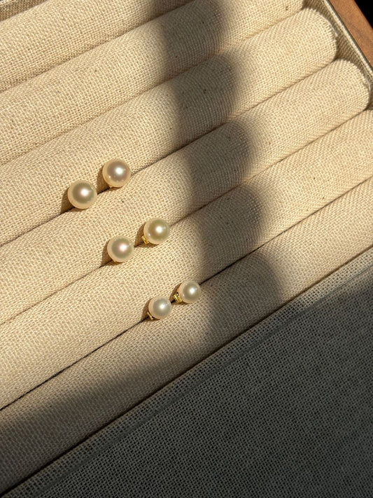 Round pearl stud earrings curated selection by Moonwater Pearls